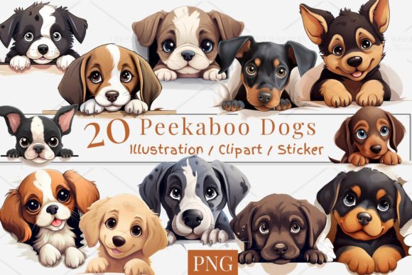 Download 20 Cute Peekaboo Dog Clipart, PNG 1S-5 - Peekaboo Collection