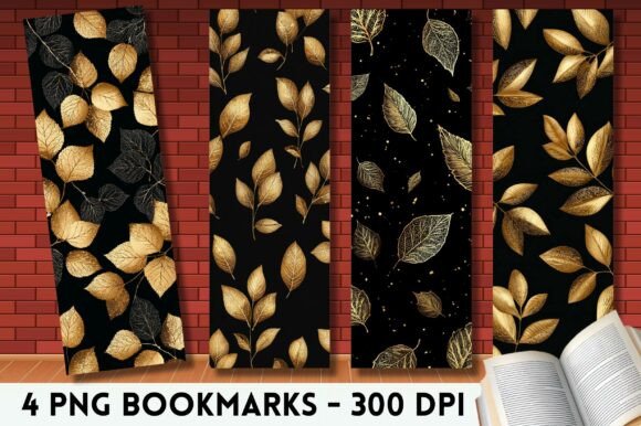 Download Black Gold Luxury Leaf Pattern Bookmark - Premium Resources