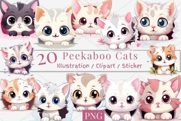 Download 20 Cute Peekaboo Cat Clipart, PNG 1S-4 - Peekaboo Collection